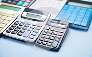 Calculators on the blue background