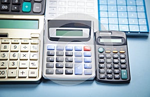 Calculators on the blue background