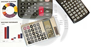 Calculators and financial figures and graphs