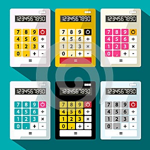 Calculators Set. Flat Design Calculator