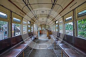 Calcutta Tramways Company (CTC) running staff resting inside tram Kolkata