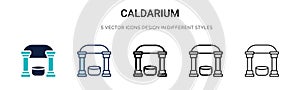 Caldarium icon in filled, thin line, outline and stroke style. Vector illustration of two colored and black caldarium vector icons