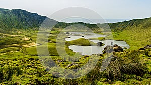 Caldeira of Corvo island in Azores, Portugal