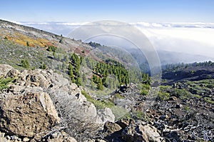 Caldera de Taburiente sea of clouds in La Palma Canary Islands photo