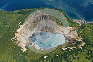 Caldera of the Golovnin Volcano on Kunashir Island.