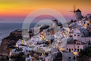 Caldera in the village of Oia, Santorini, Cyclades, Greece