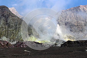 In the Caldera of volcanic White Island/ Whakaari, New Zealand