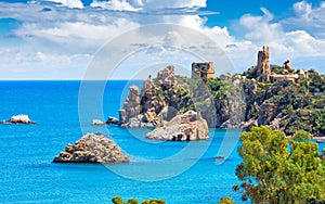 Caldura Tower on Cape Caldura near Cefalu, Sicily, Italy