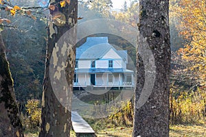 Caldwell Place home in the fall season, Cataloochee Valley, Great Smoky Mountains National Park, USA