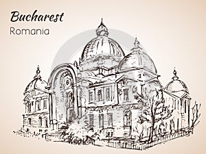 Calea Victoriei sketch. Bucharest, Romania.