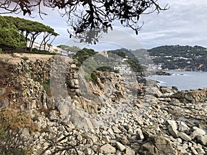 Calella de Palafrugell. Pathway to Llafranc. Costa Brava seascape. Spain