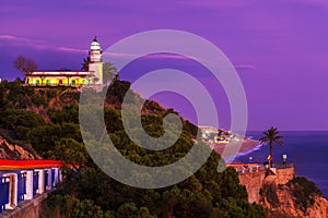 Calella lighthouse on the Mediterranean coast. photo