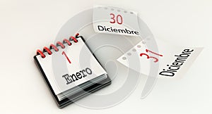 Calendar 1 January in 3d