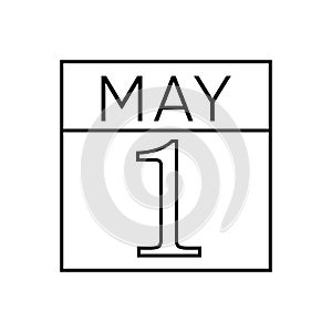 Calendar 1st of May flat icon on white background. International Workers Day.