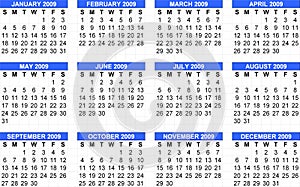 Calendar 2009, Starts Sunday