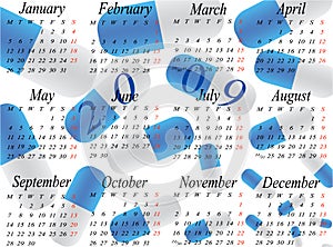 Calendar for 2009. year