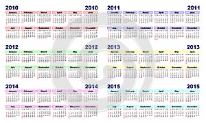 Calendar 2010-2015
