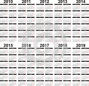 Calendar 2010-2019
