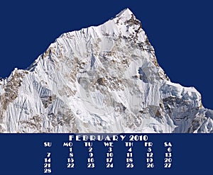 Calendar 2010. Himalaya tops.February. Nupse 7864m