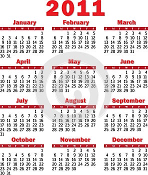 Calendar 2011 red