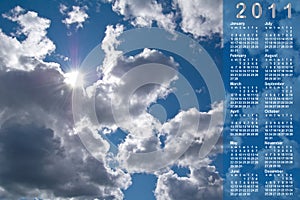 Calendar for 2011 year.