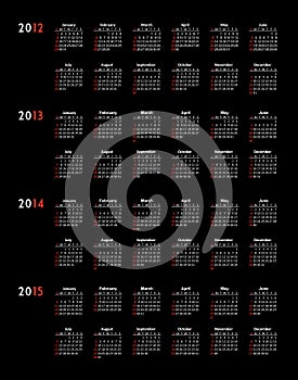 Calendar 2012 2013 2014 2015