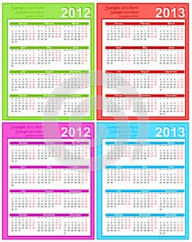 Calendar 2012, 2013