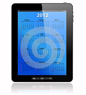 Calendar for 2012 in tablet PC, vector format photo