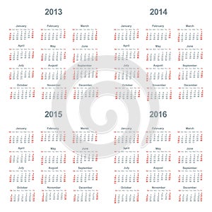 Calendario 2013 2014 2015 2016 