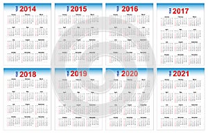 Calendar 2014-2021