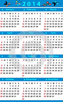 Calendar for 2014