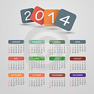 Calendar 2014 - Vector Illustration Design