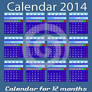 Calendar for 2014 year