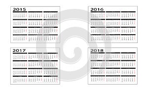 Calendar 2015 to 2018