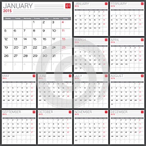 Calendar 2015 vector desing template