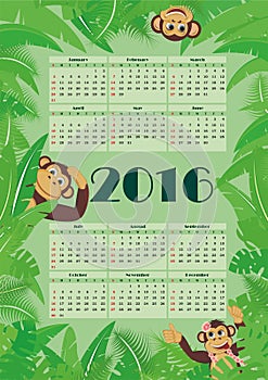 Calendar for 2016.