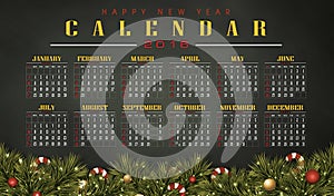 calendar 2016 with Christmas day