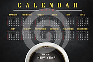 Calendar 2016 with coffee background