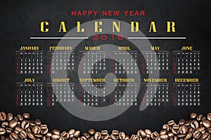 Calendar 2016 with coffee background