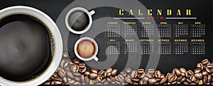 Calendar 2016 with coffee background