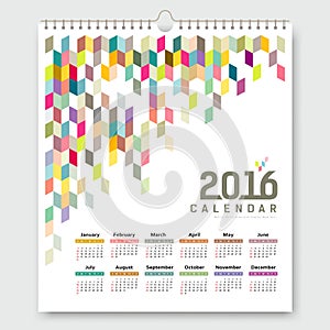 Calendar 2016 colorful geometric design