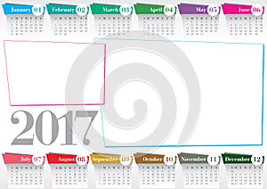 Calendar 2017 with 2 photo frames