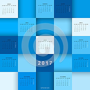Calendar 2017 in Spanish. Week starts from Monday