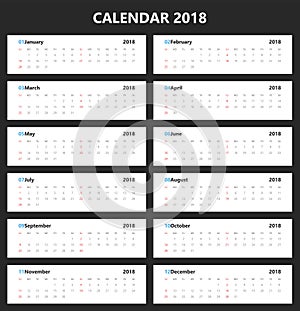 Calendar 2018 alternative vector design