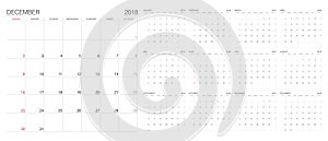 Calendar. 2018 Calendar. Vector print template.