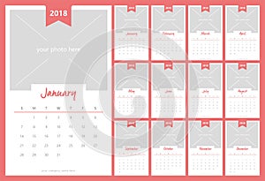 Calendar 2018 with image space vector design