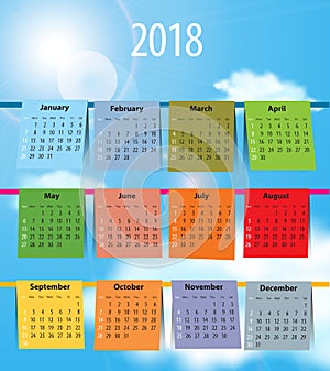 Calendar for 2018 like laundry on the clothesline