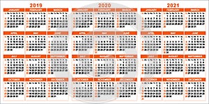 Calendar 2019; 2020; 2021 years.