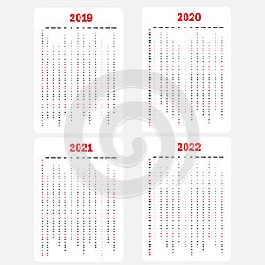 Calendar 2019, Calendar 2020, Calendar 2021 and 2022 template.Calendar design.Yearly calendar vector design stationery