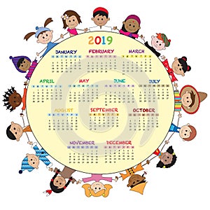 Calendar 2019 with children